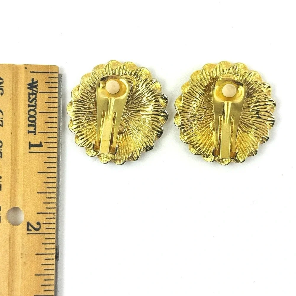 Vintage 80s Park Lane Gold Tone‎ Clip-on Earrings Glam Rich Girl Country Club